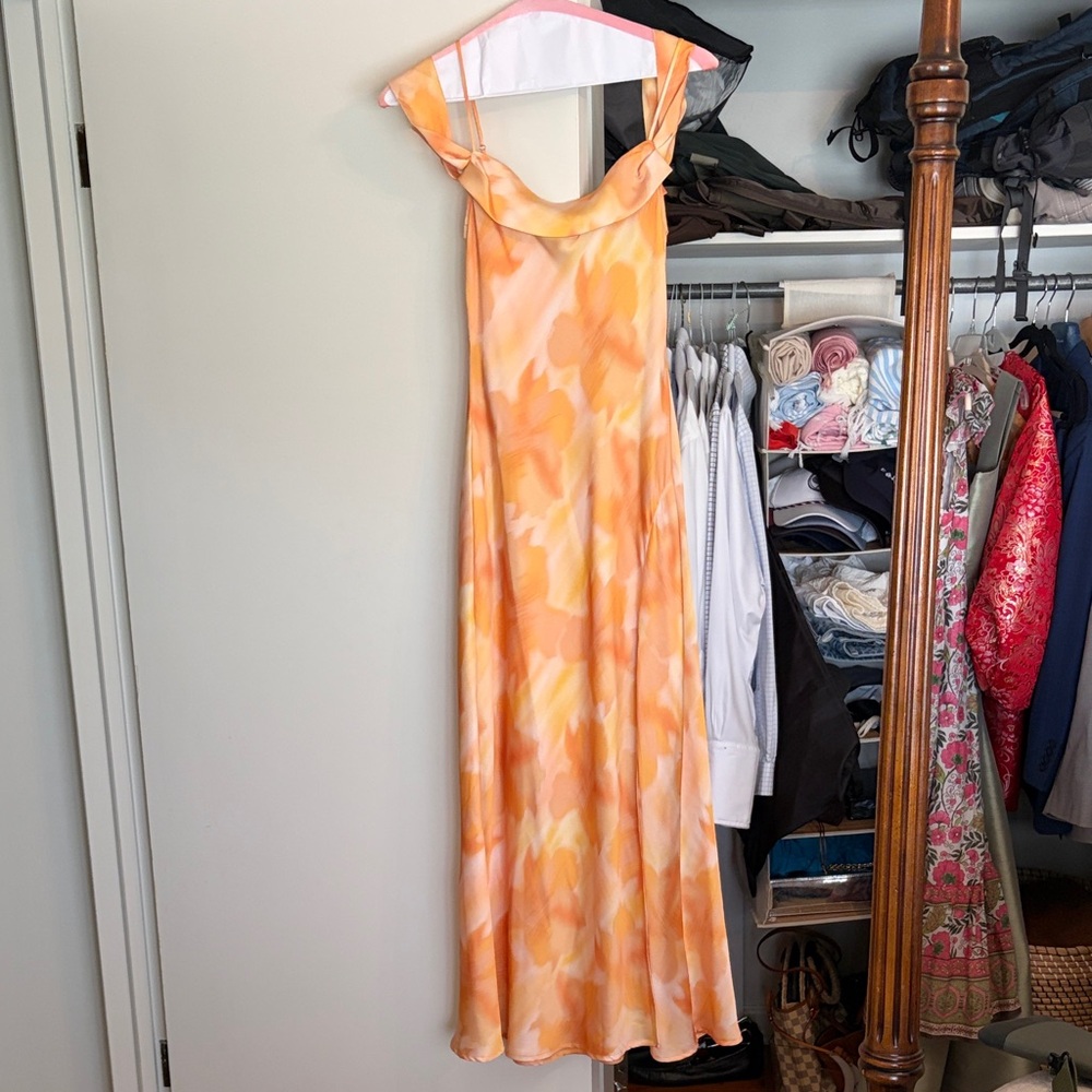 Elegant Orange Floral Dress